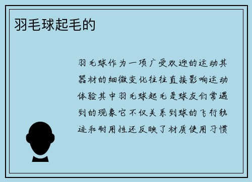 羽毛球起毛的